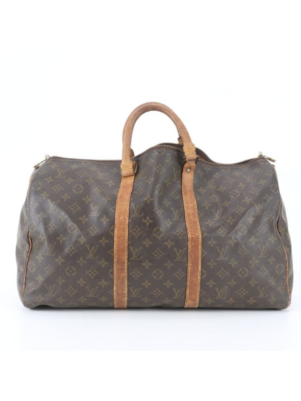 Louis Vuitton Monogram Keepall 50 Leather Boston Bag Tote Travel